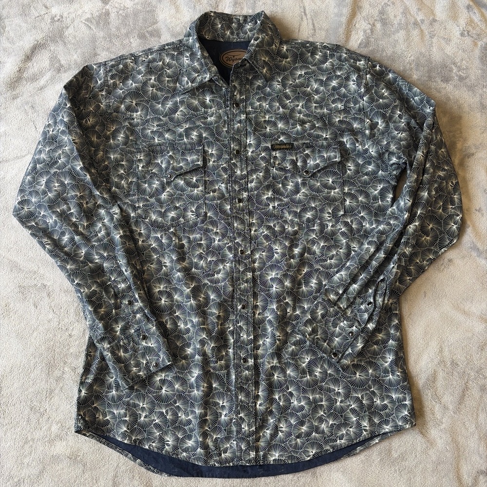 Wyoming MFG Company Men's Western Pearl Snap‎ Long Sleeve Shirt Sz Large
